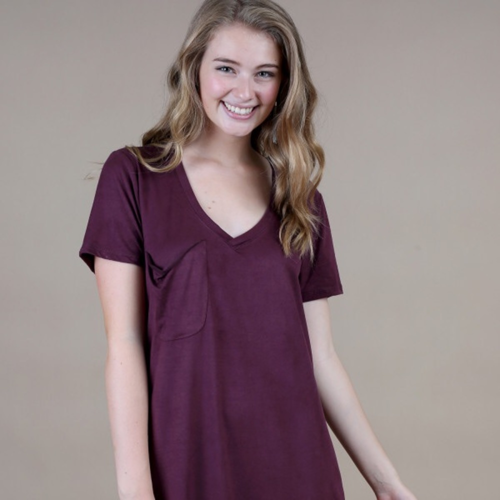 Altar’d State Suede T Shirt Dress in Wine